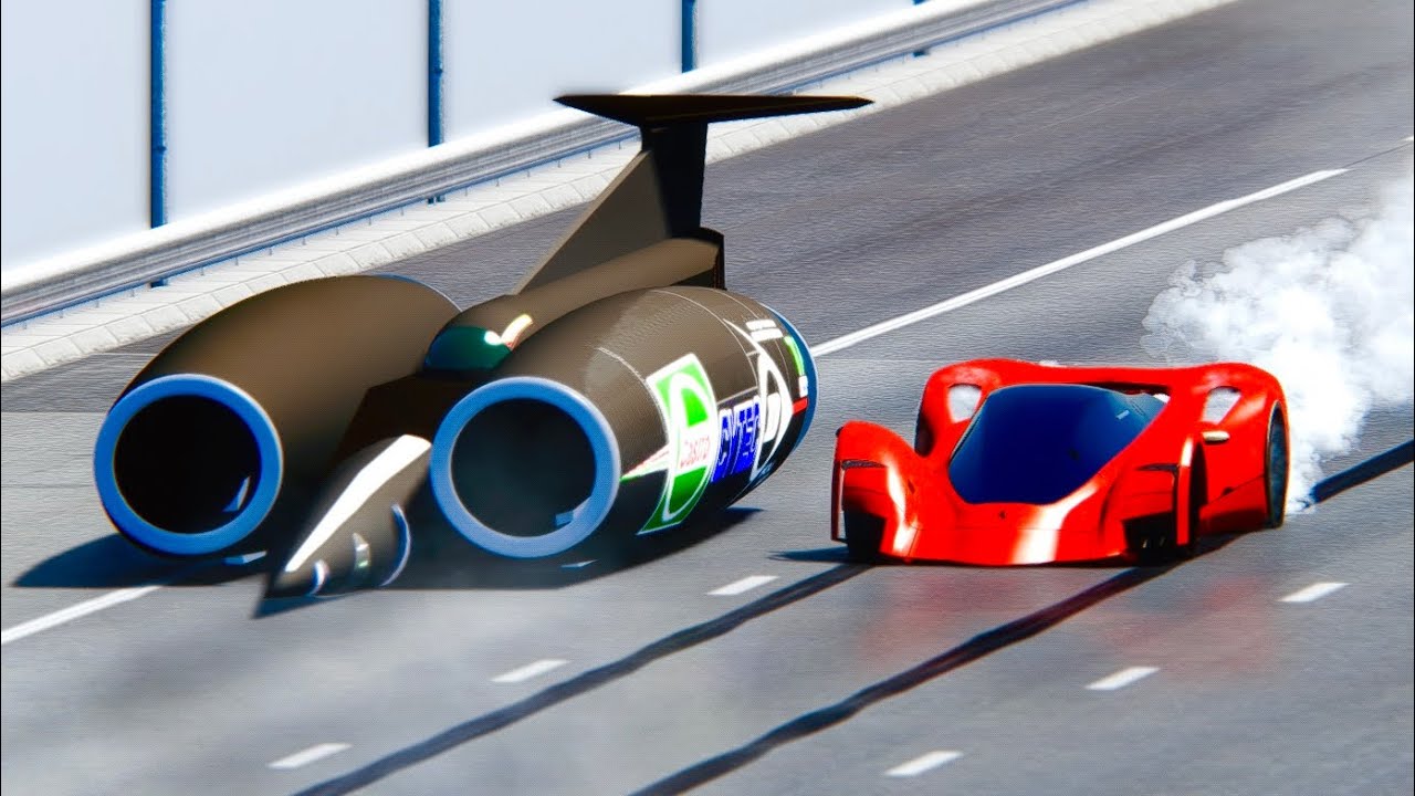 Ferrari Marte 2050 Concept vs SSC Thrust at Drag Race 20 KM