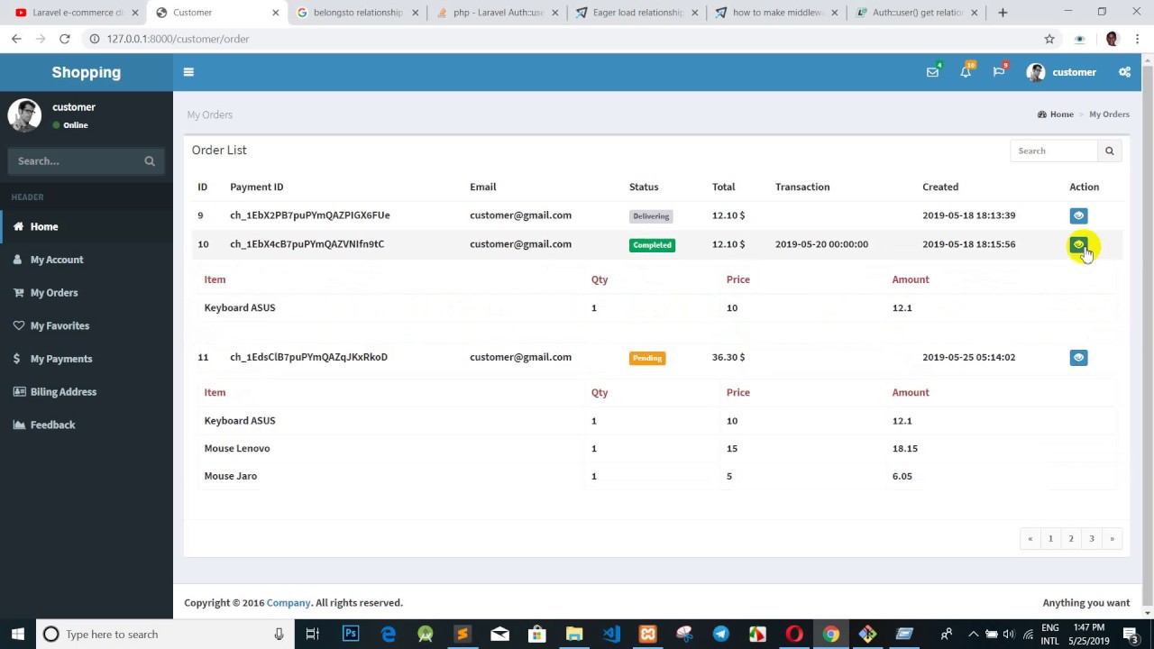 Laravel E-commerce website read order item part 17 | Alex Petro