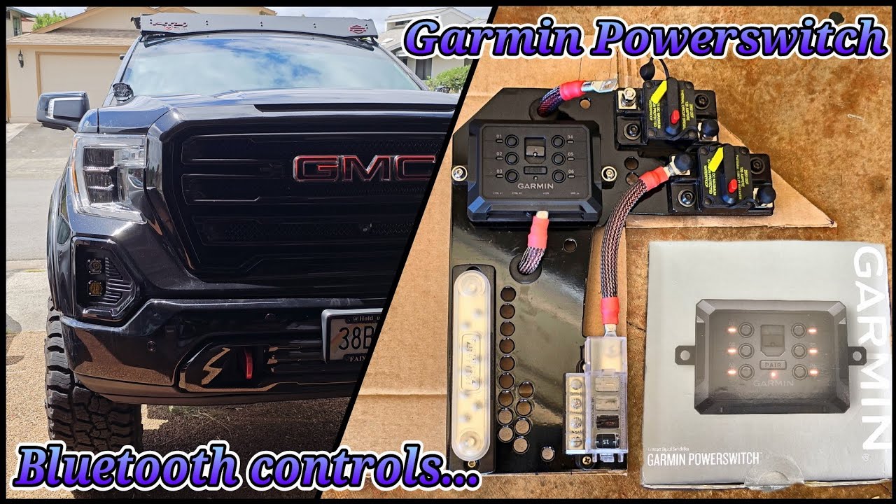 Custom mounted Garmin Powerswitch installed on the GMC AT4
