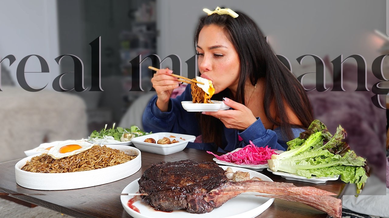 ASMR & MUKBANG JJAJANGMYEON & EGG, TOMAHAWK STEAK, COSTCO FOODS  먹방