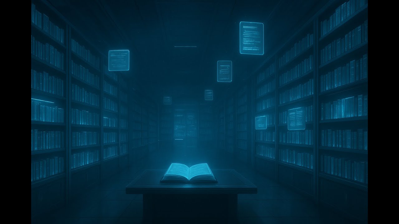 Futuristic Library Ambience 📚✨ Soft Electronic Hum & Calm Sci-Fi ASMR