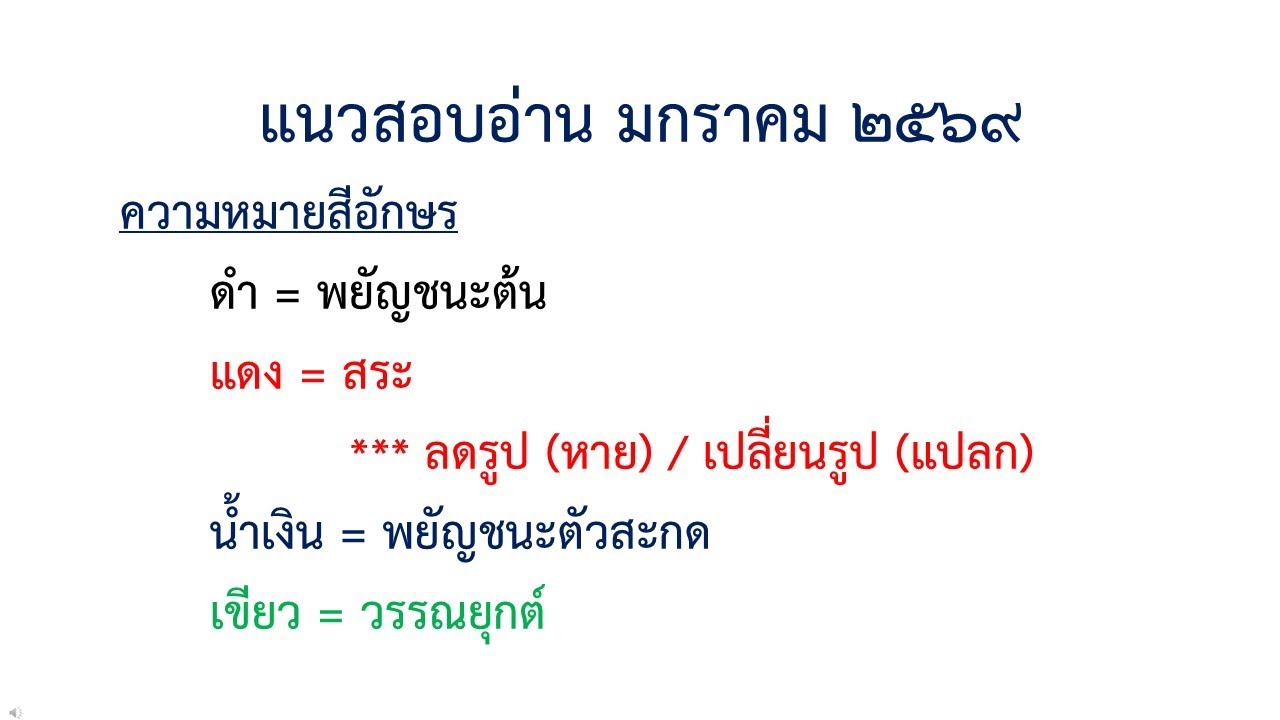 เตรียมสอบอ่านเดือนมกราคม 2569 (สะกดรวบรัด)