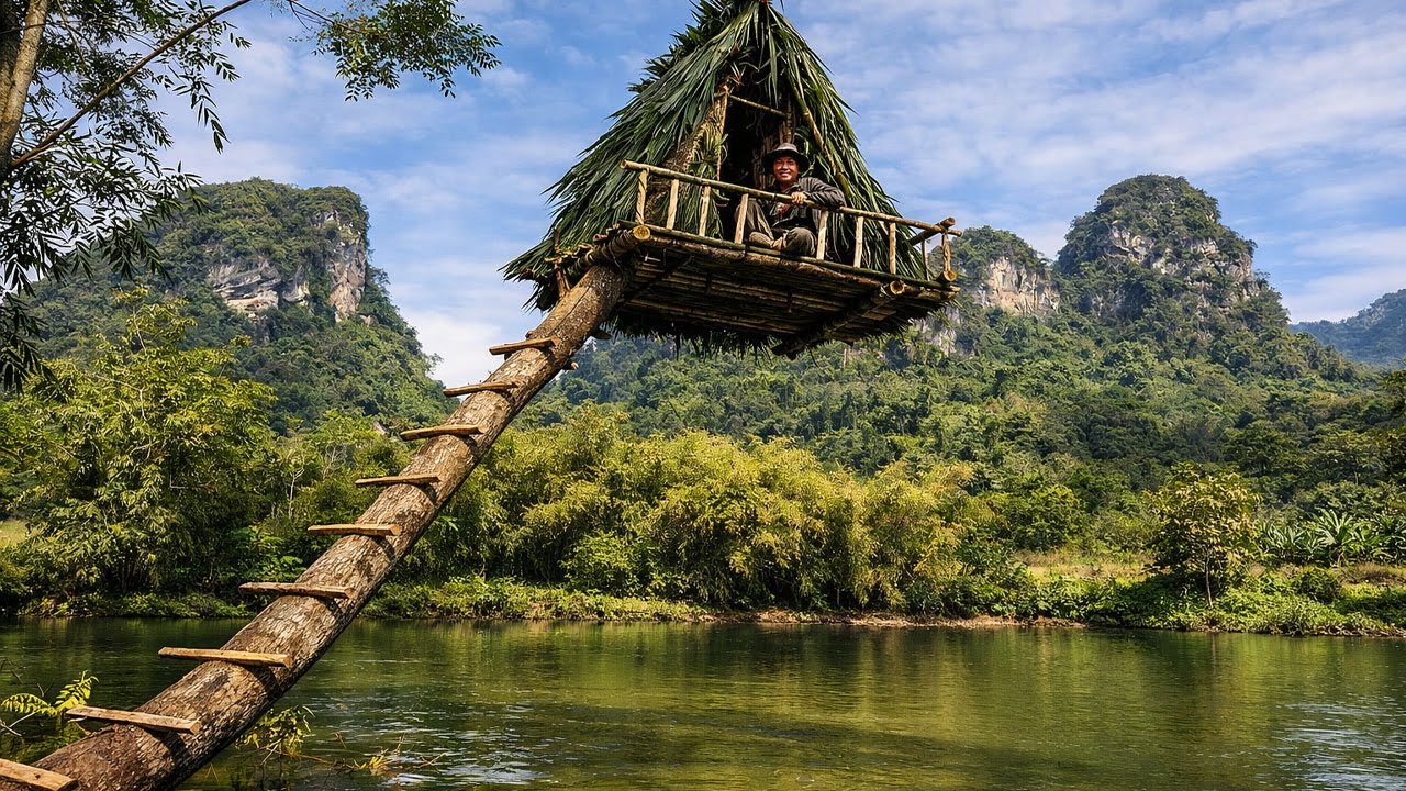 Building the Year’s Most Unique Treehouse. Bushcraft, Survival.