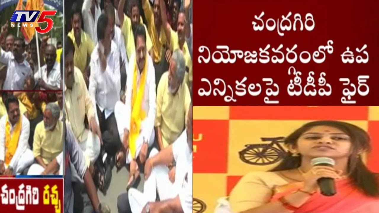 Repolling in Chandragiri Constituency : TDP Leaders Stages Protest Dharna Against EC Decision | TV5