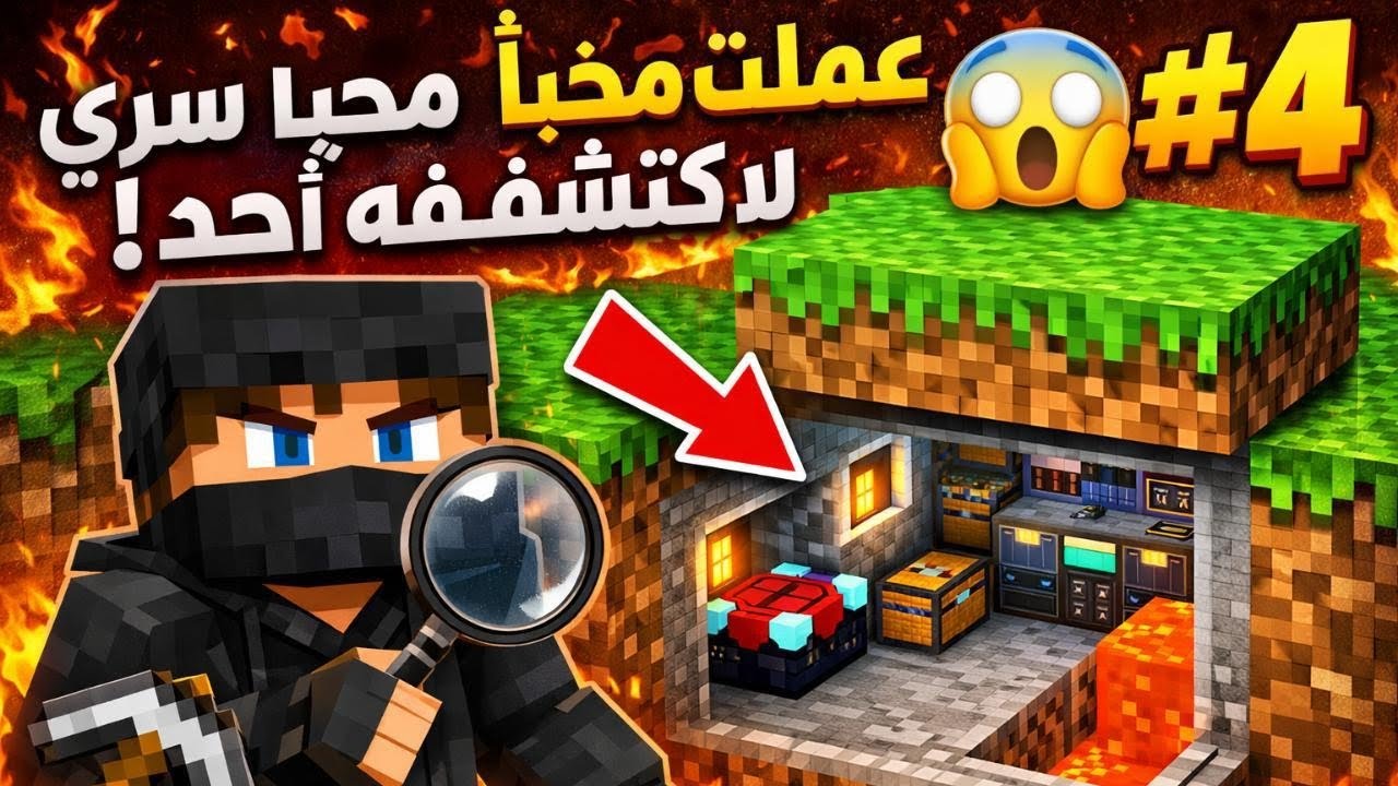 🔥عملت مخبأ سري لا يكتشفه احد في ماين كرفت|#4🕵️‍♂️