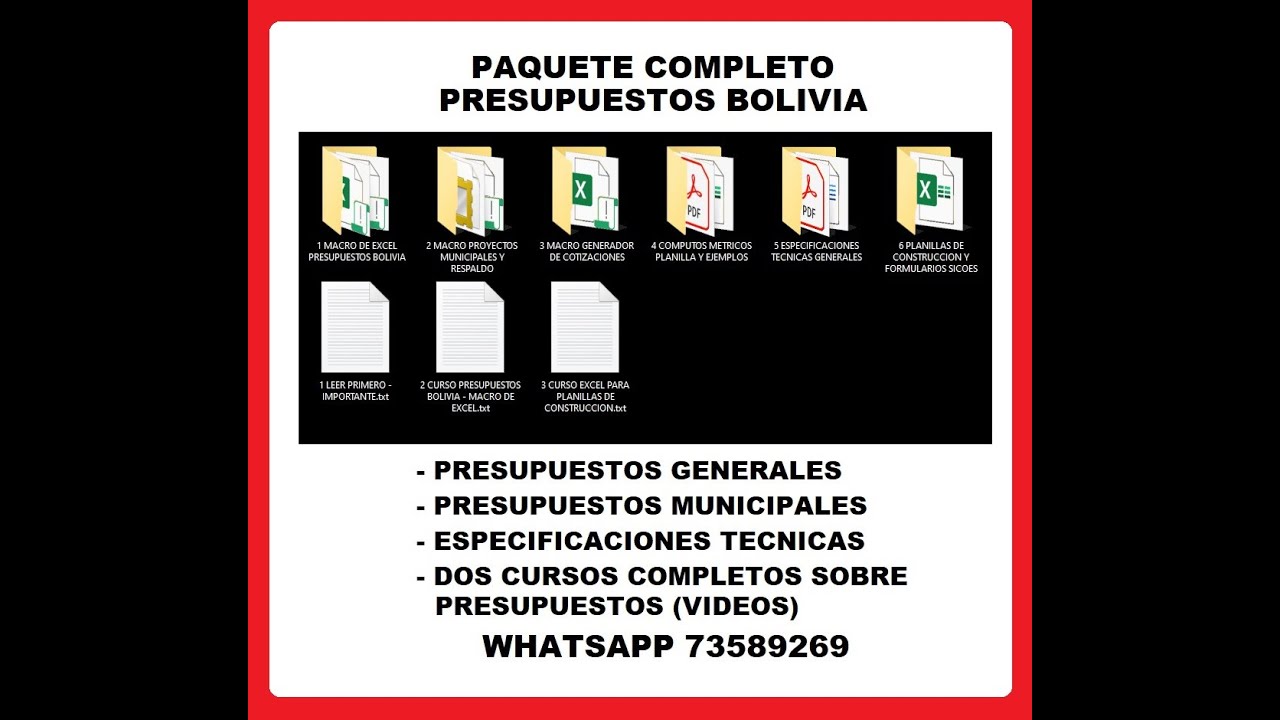 PRESUPUESTOS BOLIVIA ** PRECIOS UNITARIOS EN EXCEL ** PAQUETE COMPLETO - MACRO DE EXCEL PARA SICOES