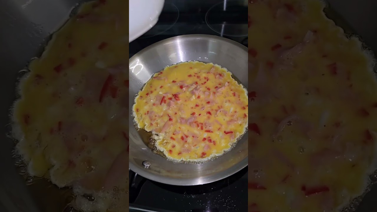 omelette in stainless steel pan