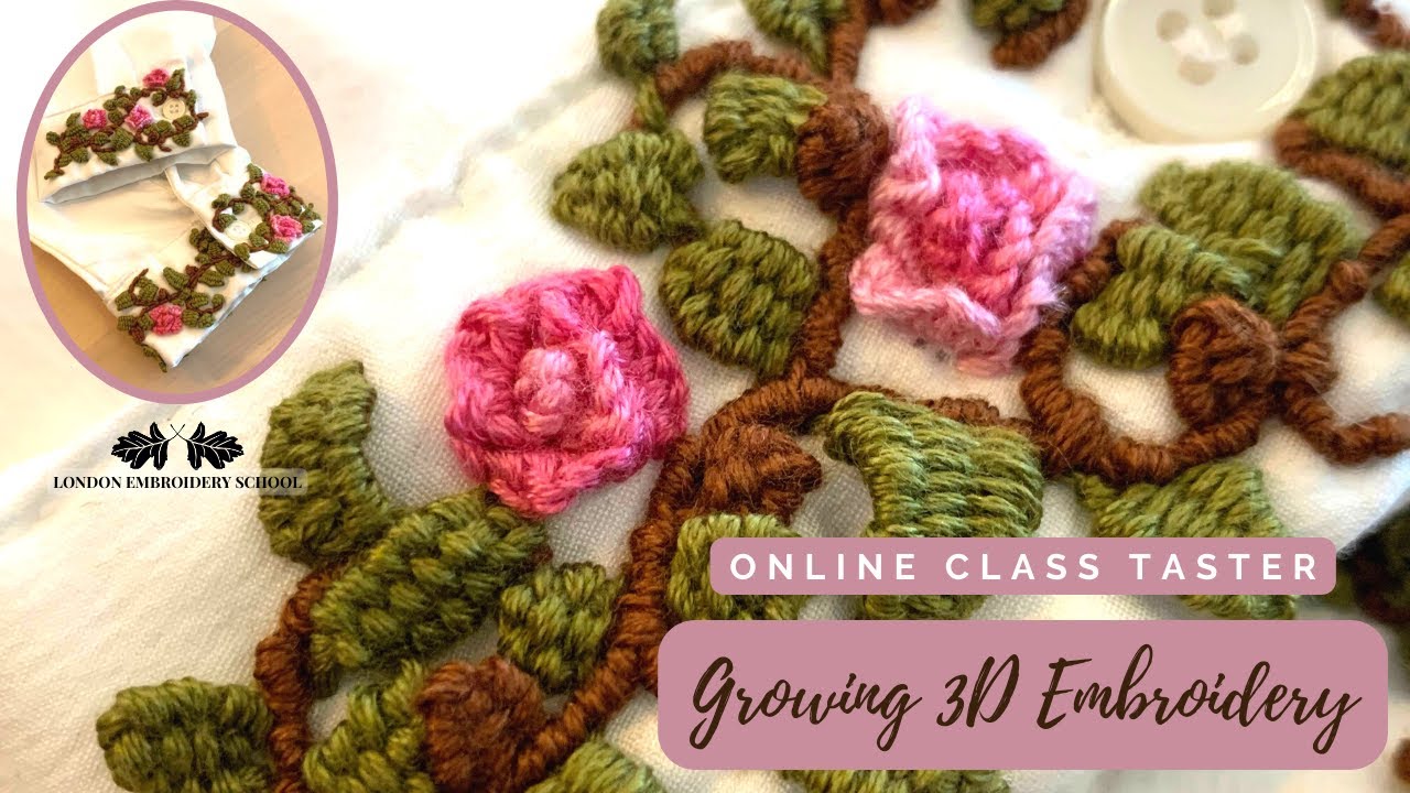 Introduction to Stumpwork Trailing Rose Design Taster LES website