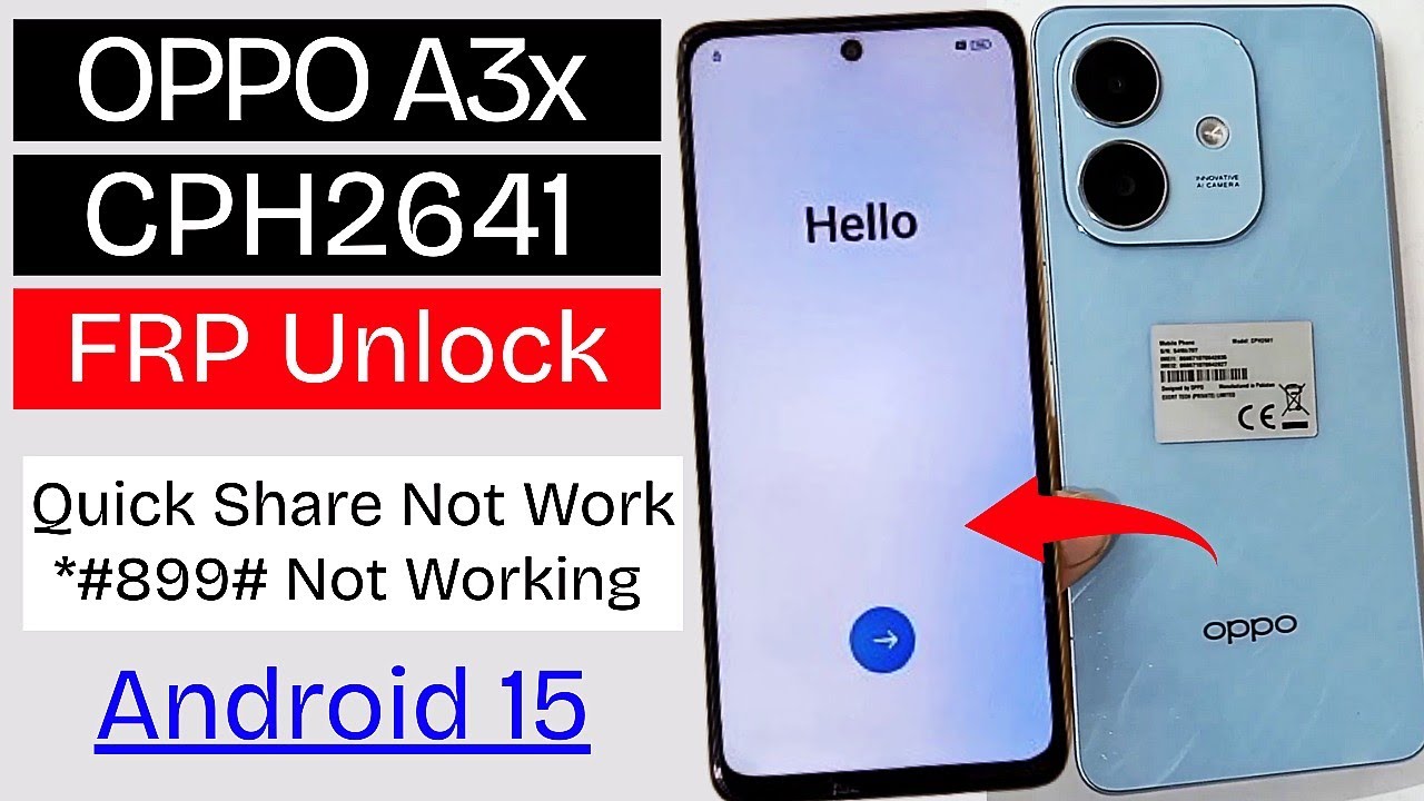 Oppo A3x 5G FRP Bypass Android 15 Without PC (2025) | Google Account Unlock | Quick Share Not Work