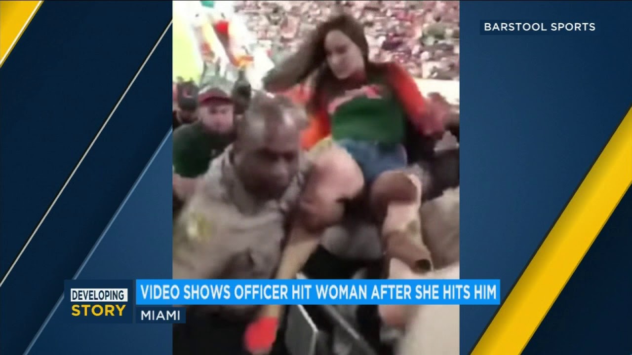 VIDEO: University of Miami fan swings at officer, gets punched back