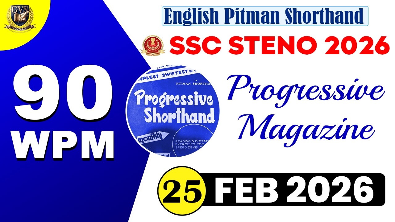 SSC Steno 2026 Progressive Dictation Shorthand #90wpmdictation #dictation #sscsteno2025 #pitman