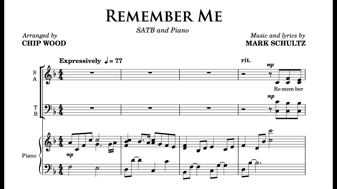 Remember Me (SATB) by Mark Schultz, arr. Chip Wood