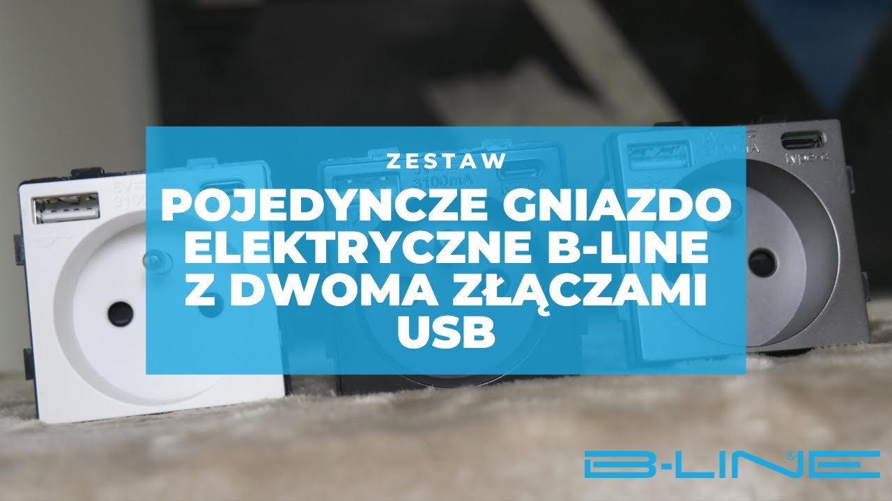 Pojedyncze gniazdo elektryczne B-Line z dwoma złączami USB