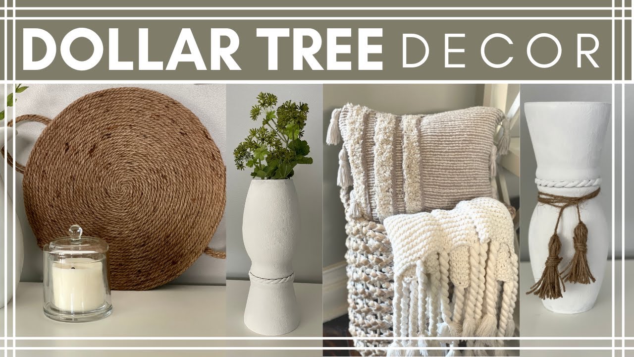 Easy HIGH END Dollar Tree DIY Decor Ideas | Boho | DIY No Sew Pillow | Baking Soda Paint | Rope tray