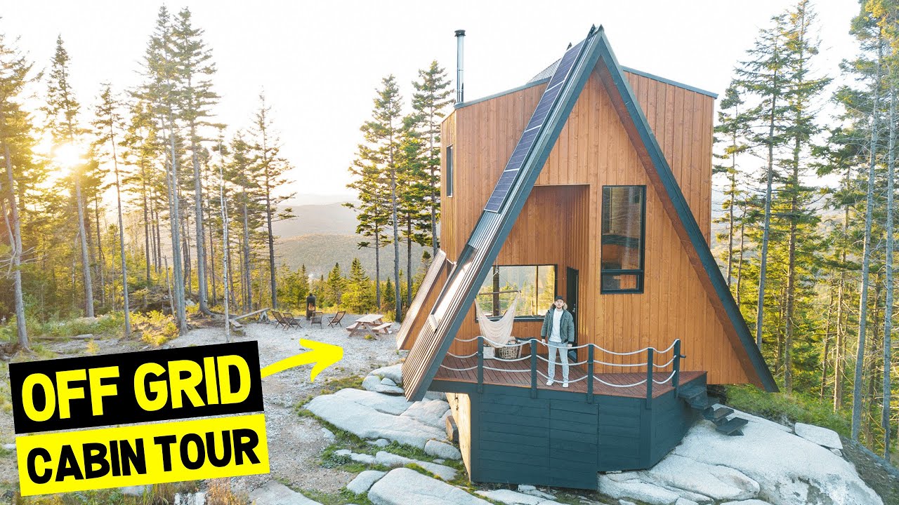 OFF-GRID TINY A-FRAME CABIN TOUR! (Solar Powered Airbnb w/ Epic Views)