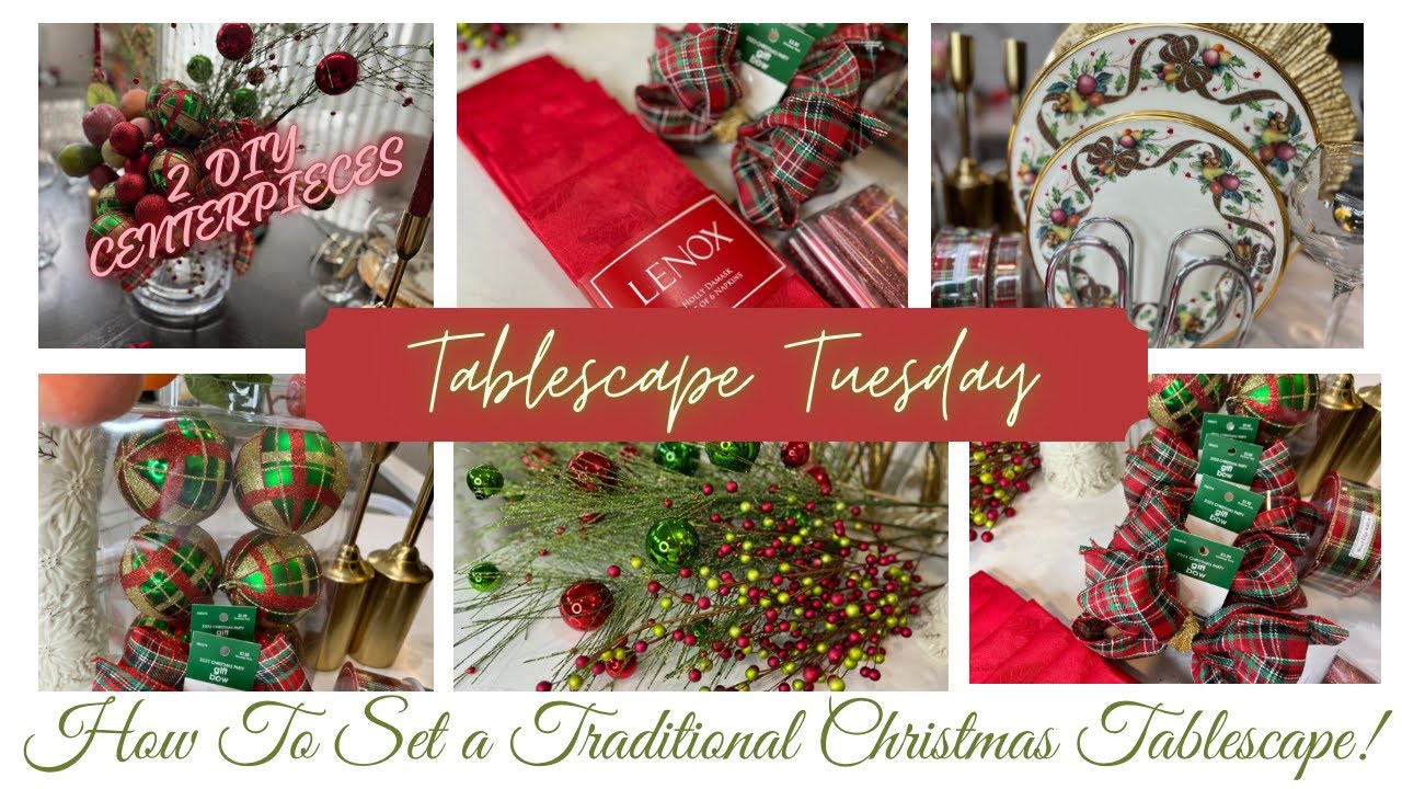 HOW TO SET A TRADITIONAL CHRISTMAS TABLESCAPE! LENOX INSPIRED! #tablescapetuesday #lenox