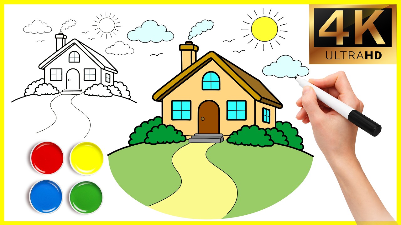 🏠 Learn to Draw a House | 🏡 Fun Kids Drawing Class ✏️| How to Draw a House 🎨✍️