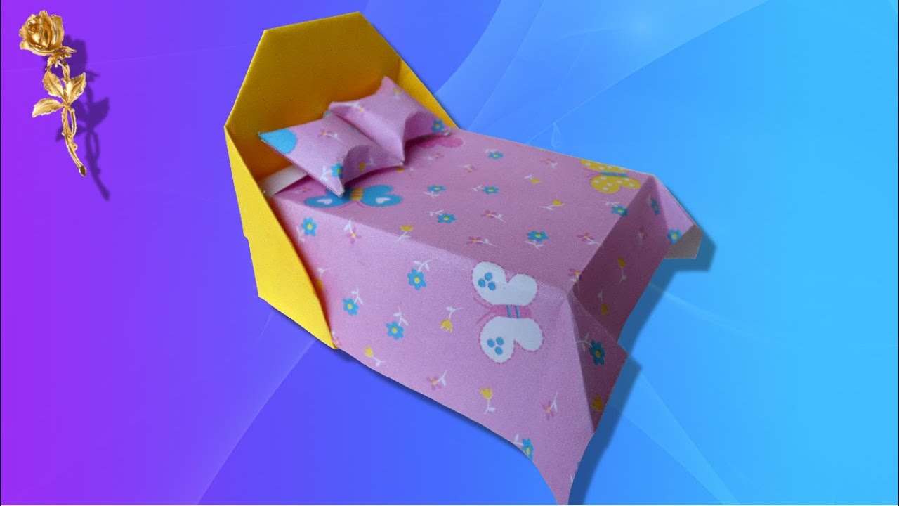 Origami : 🛏️ Lit de poupée avec couverture et oreillers