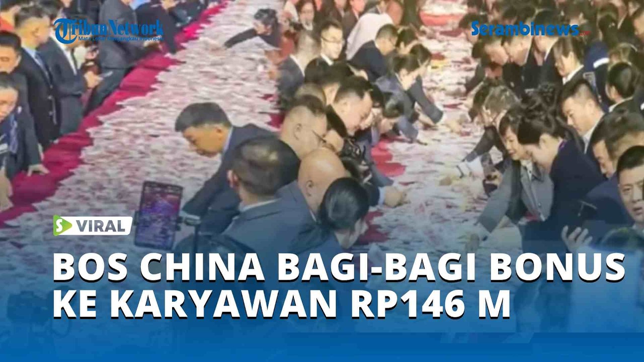 Viral Video Bos China Bagi bagi Bonus ke Karyawan Rp146 M