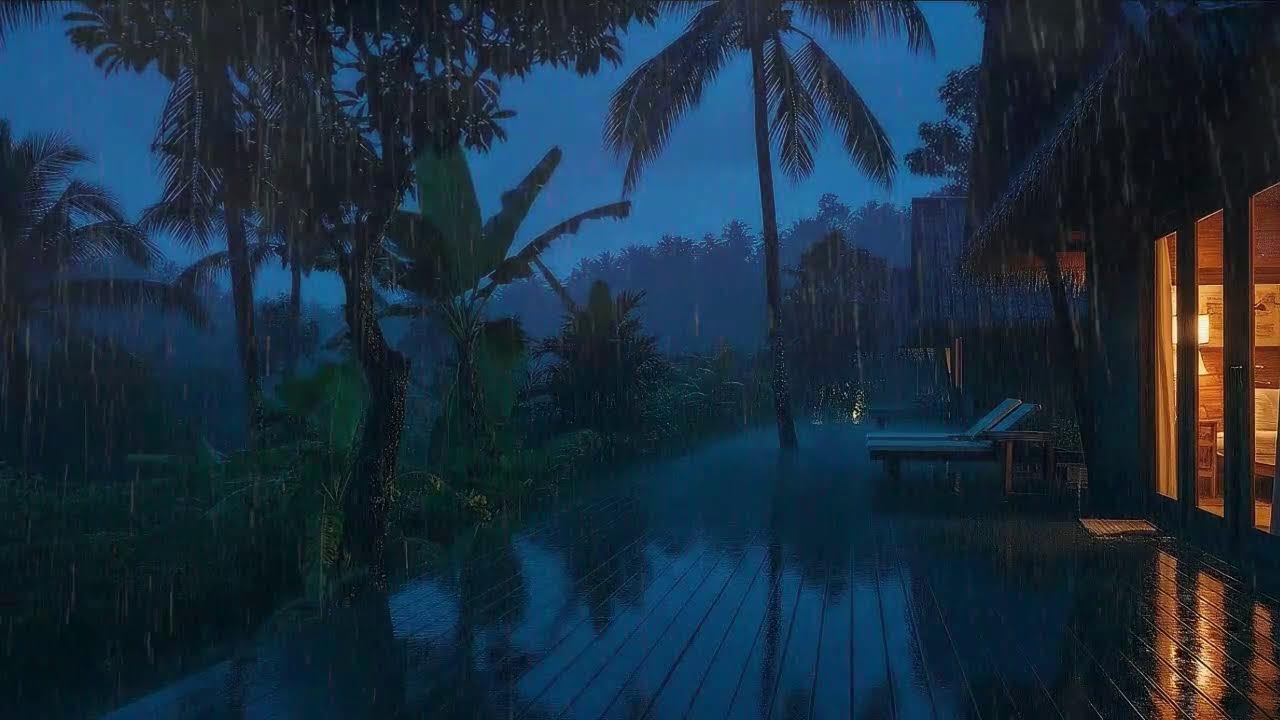 Instant Sleep with Gentle Rain Sounds and Soft Thunder at Cabin Terrace 🌧️