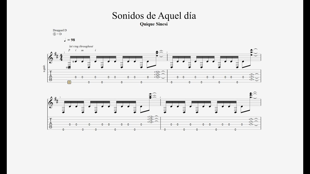 Sonidos de aquel día. Quique Sinesi-Tutorial Guitarra Clásica. Partitura Tablatura PDF