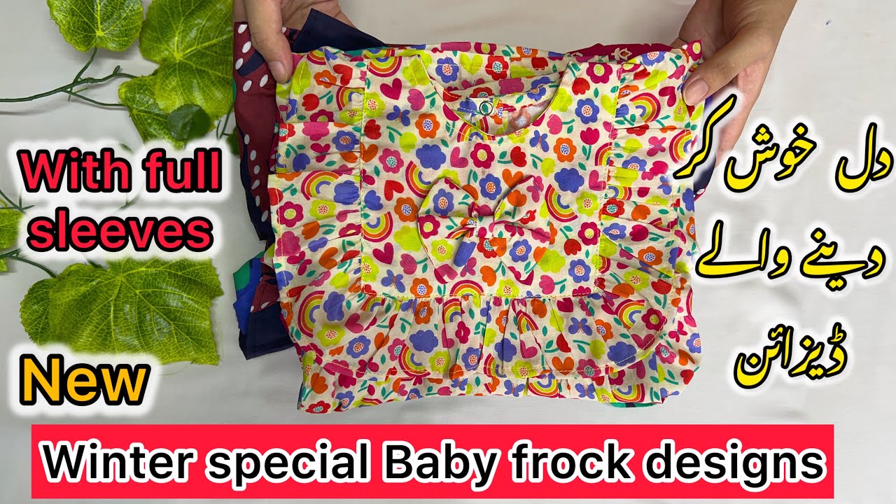 Winter Baby Frock design's With Full Sleeves || Baby Frock Cutting and Stitching 