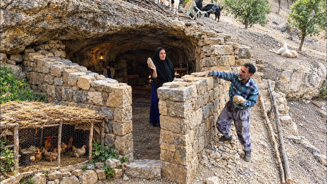 🏔️🪨 Real Cave Life: Turning a Stone Cave into a Home | Challenges of a Nomadic Couple