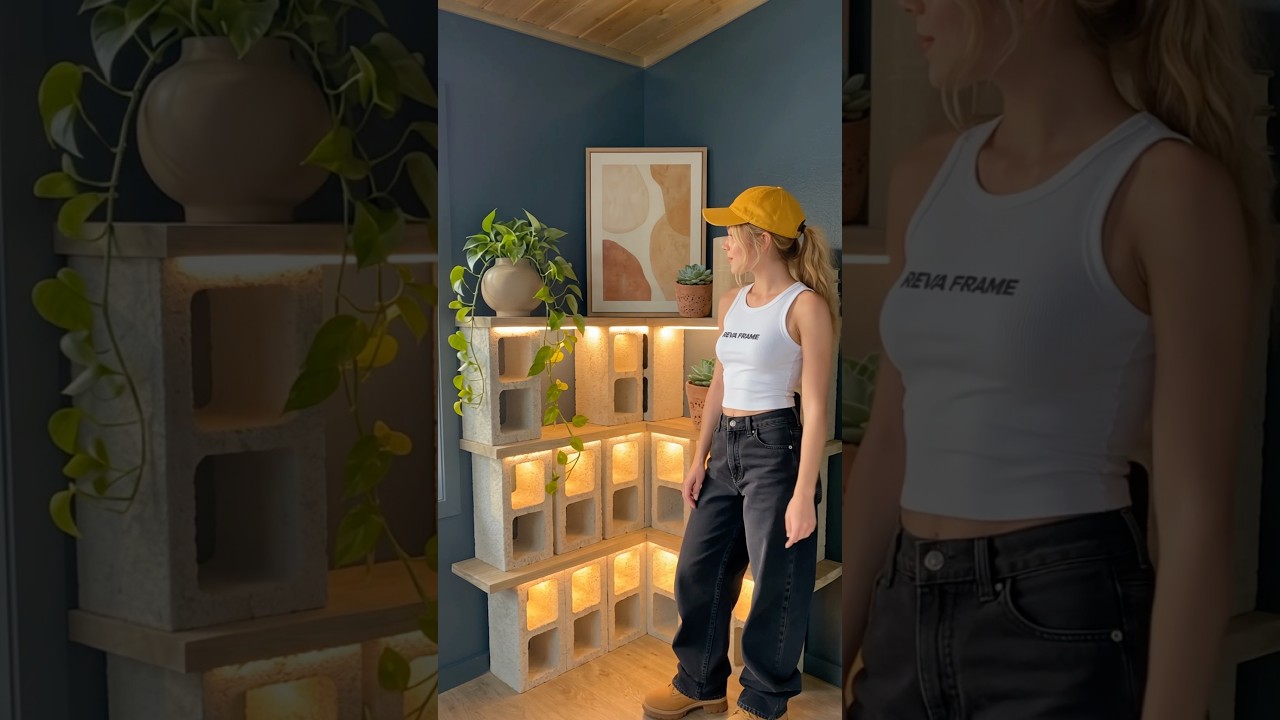 I Built a 4-Level Corner Shelf with Cinder Blocks