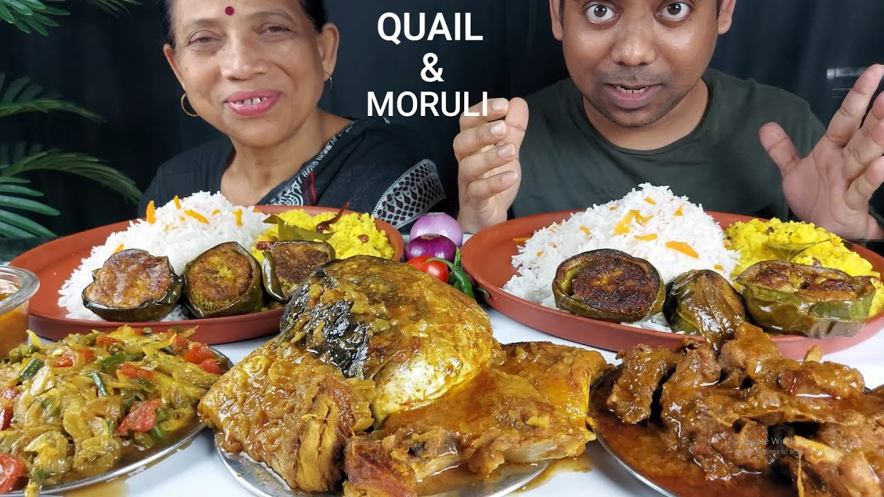ASMR QUAIL MEAT , FRIED RICE AND YUMMY FISH FOOD EATING SHOW
