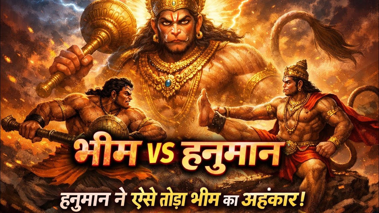 महाबली भीम की सबसे बड़ी हार! एक साधारण वानर ने कैसे हराया? | Hanuman ji vs Bheem | #Hanumanji #bheem