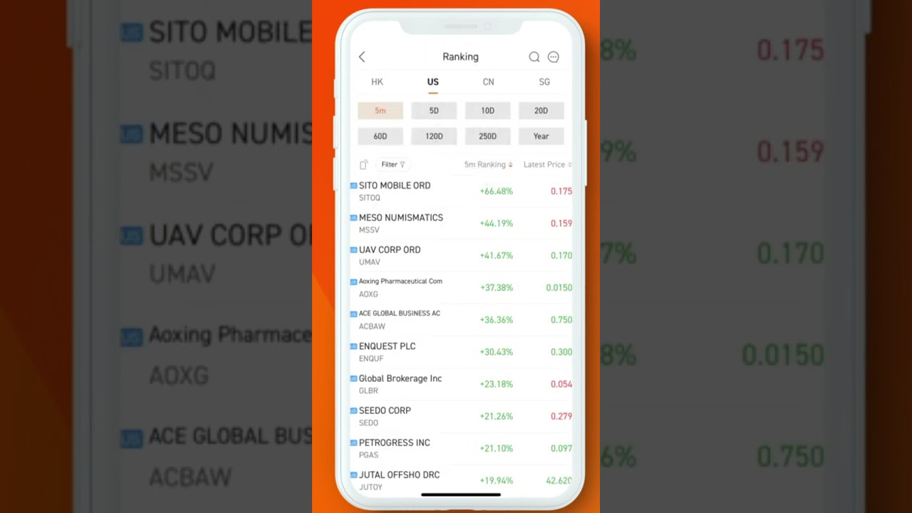 Checking Treading Stocks on Moomoo app
