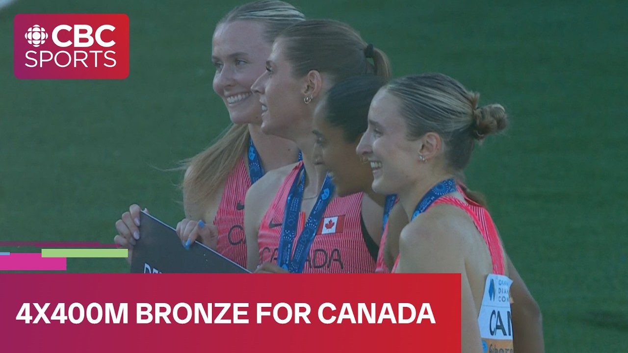 Canada wins bronze in the women's 4x400m relay at the worlds in Gaborone | #CBCSports
