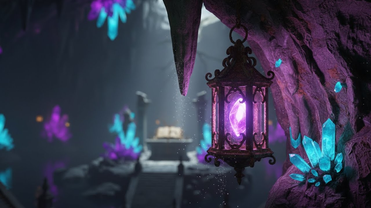 Crystal Cave Sanctuary Ambience | The Glowing Depths [4K] - 水晶の洞窟神殿・作業用BGM・睡眠