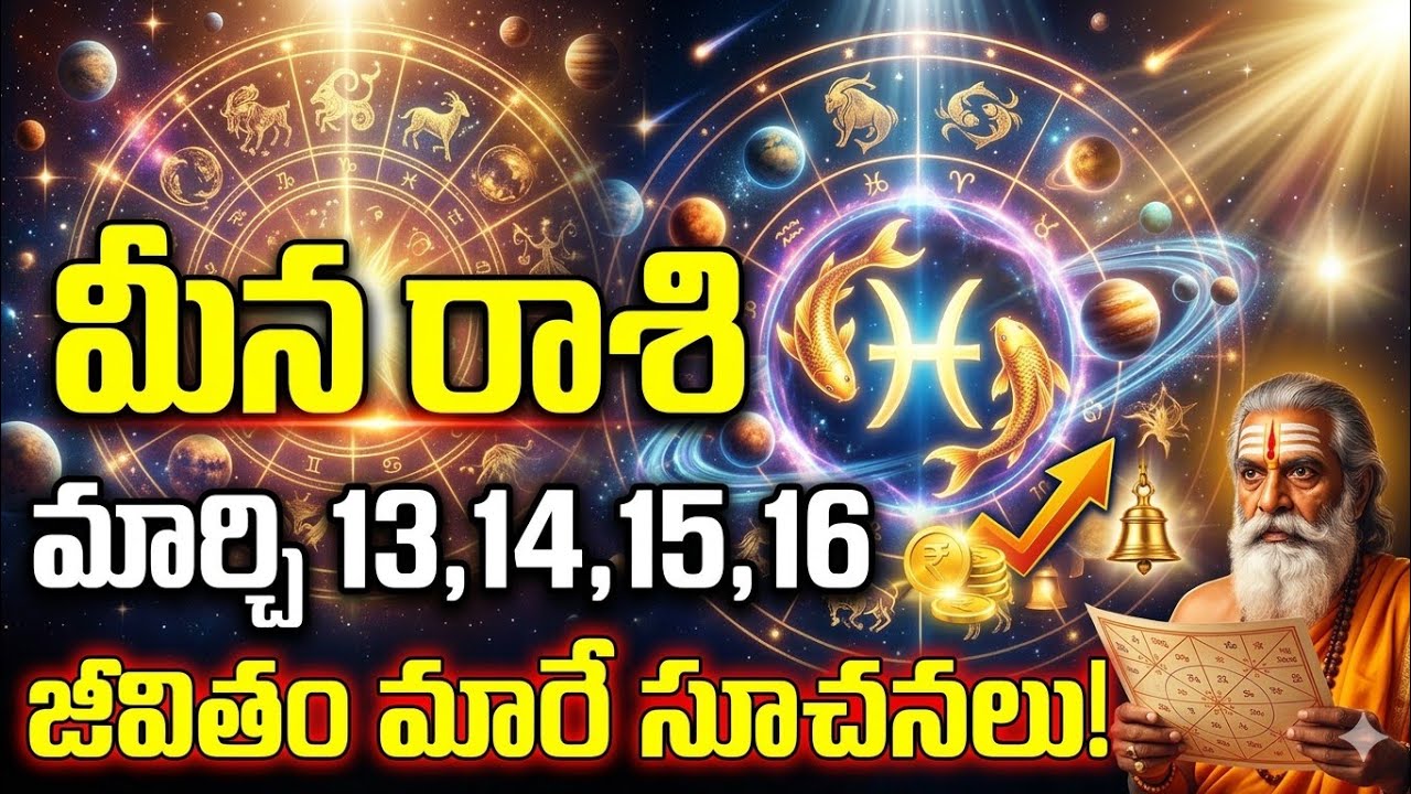 మీన రాశి ఫలితాలు | March 13,14,15,16 Meena Rasi Phalalu | Pisces Horoscope Telugu | Drik Panchang 