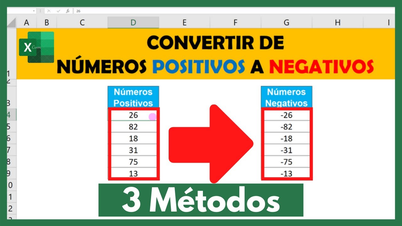 Como CONVERTIR números POSITIVOS a NEGATIVOS en Microsoft Excel (3 Métodos)