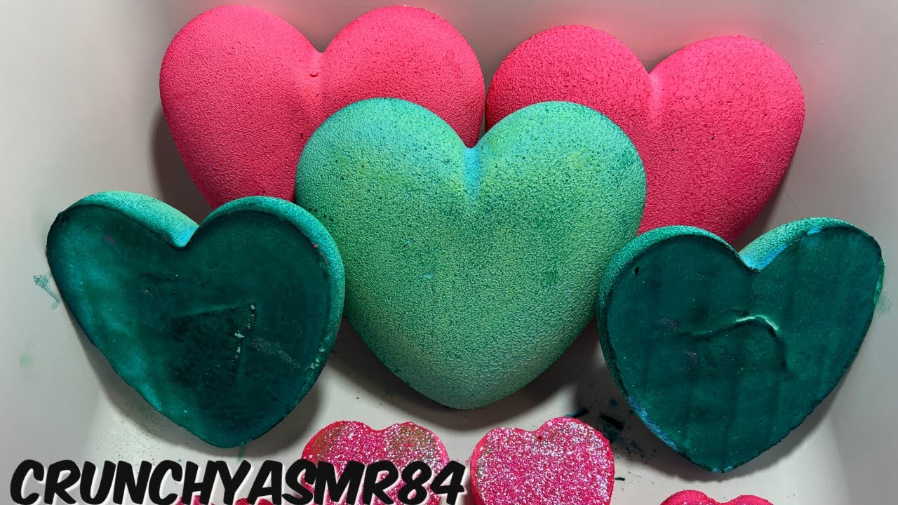 Pink & Teal Chalk Heart Crush | Oddly Satisfying | ASMR | Sleep Aid