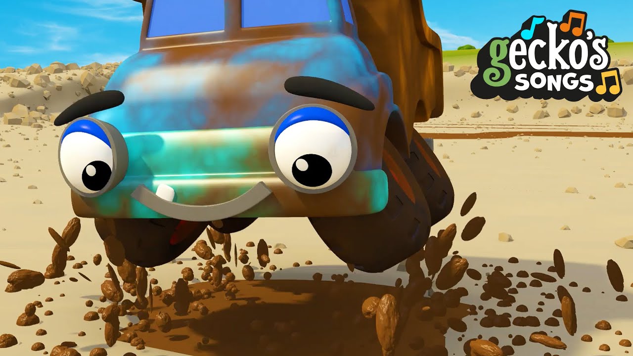 5 Muddy Trucks Song | 5 Little Dumper Trucks | Nursery Rhymes & Kids Songs | Gecko's Garage