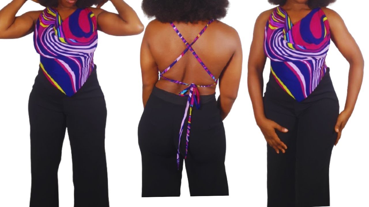 How to Cut and Sew this Stylish Backless Cowl Neck Top with Basque Waist in 10 Minutes