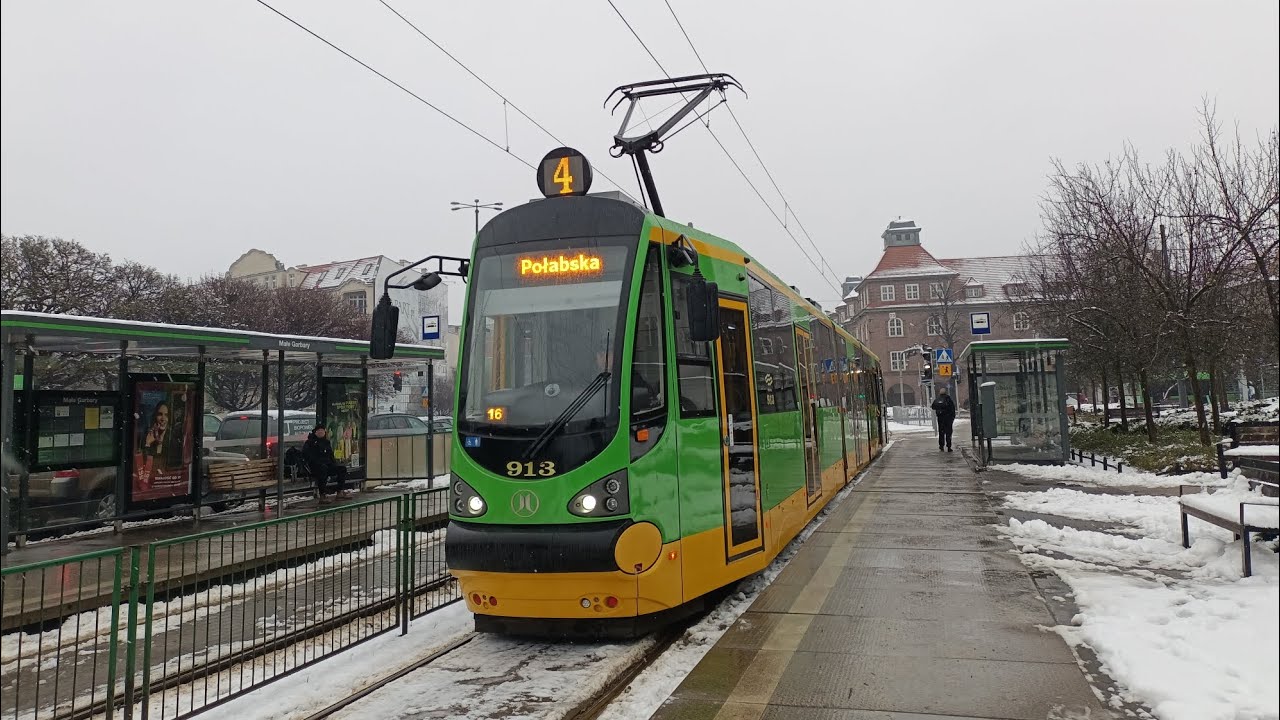 MPK Poznań | Linia 4 | Moderus Beta MF22AC BD #913 | Kierunek Połabska 