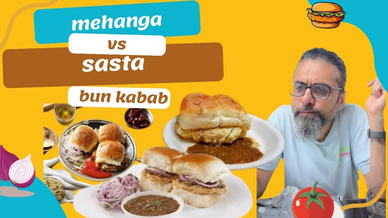 Trying bun kebab of karachi cheap vs expensive review by foodee baba