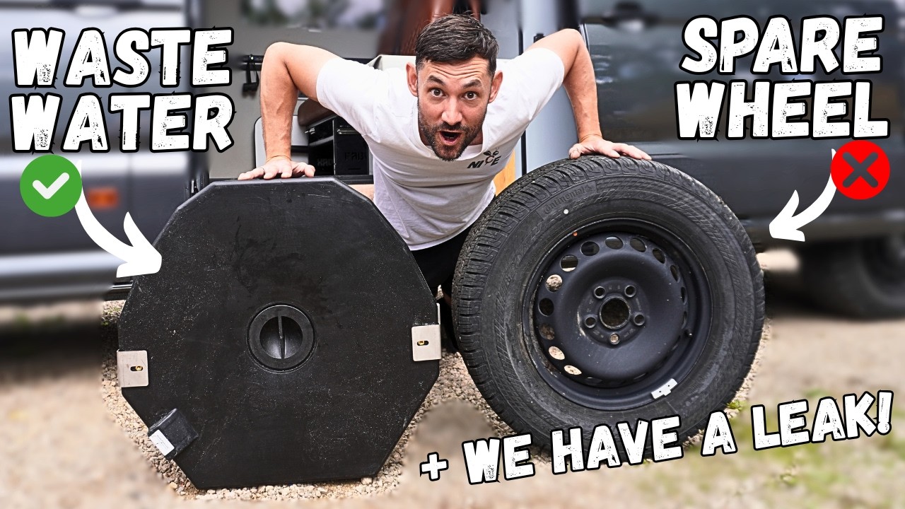 HUGE PROGRESS! Spare Wheel Waste Water Tank INSTALL! OFF GRID DIY VAN CONVERSION
