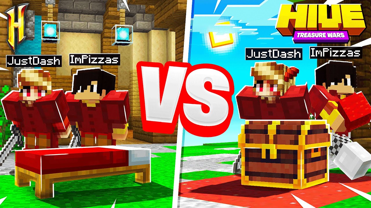 Bed Wars VS Treasure Wars! ft. Pizzas