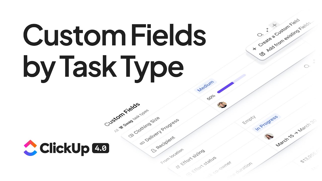 Custom Field Task Types I ClickUp 4.0