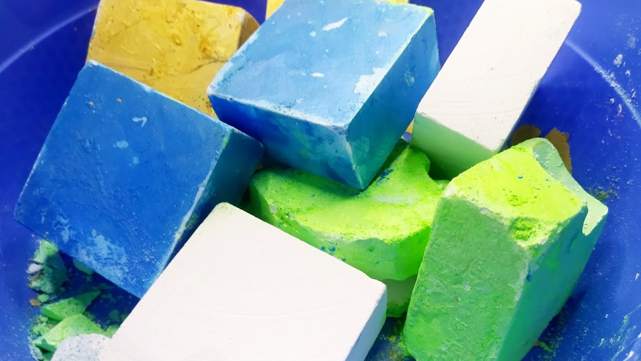 Fresh colored gym chalk blocks, gold, blue, green, white #asmr #satisfying #gymchalk #asmrsounds