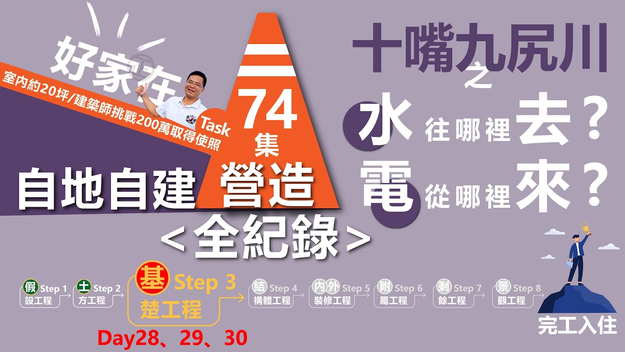 第74集-蓋房子的Day30「水往哪去？電從哪來」起厝會遇到「十嘴九尻川」的動搖人生！🤭