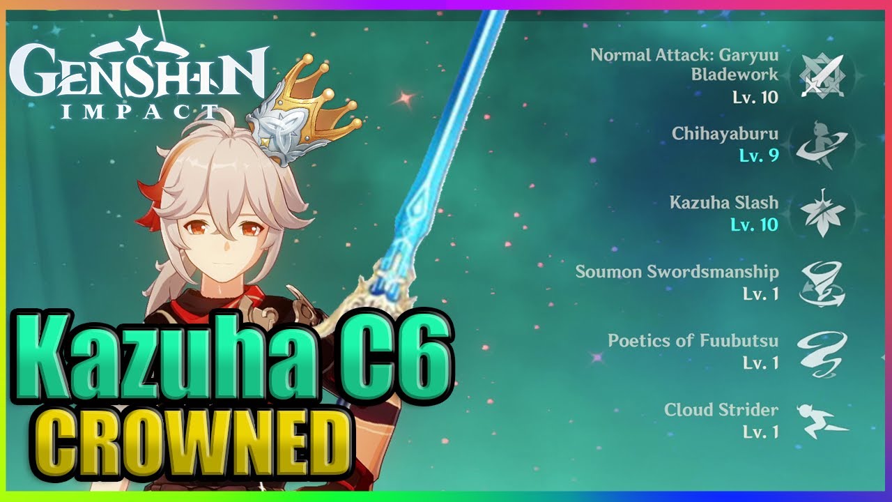 C6 Kazuha + R5 Freedom Sworn showcase | Crowned | Genshin Impact