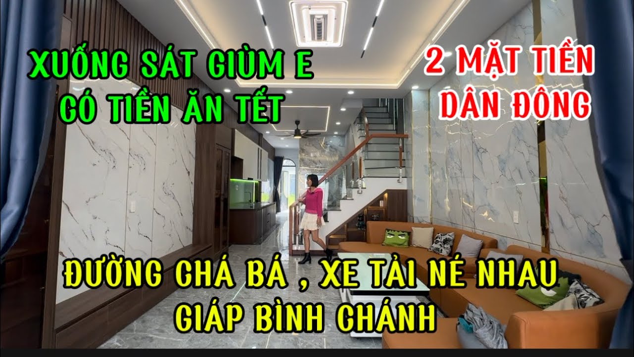 Cầm 1 tỷ xuống sát giùm e căn nhà 5x22m 2 mặt tiền đuờng thông chạy 1 phát chợ bình Chánh 