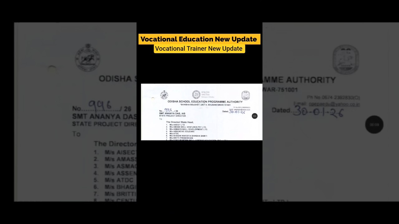 Vocational Trainer Job New Update | Vocational Education Odisha | Vtbishnusir