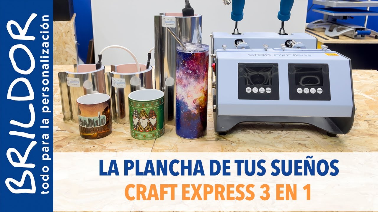 ❤️‍🔥 PLANCHA DOBLE para SUBLIMAR TAZAS, TERMOS y BOTELLAS: Craft Express 3 en 1