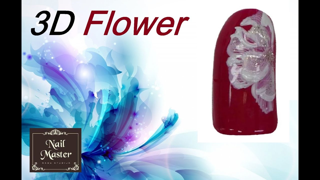 3D Flower easy fast nail art tutorial - 3D обьёмный белоснежный цветок дизайн маникюра